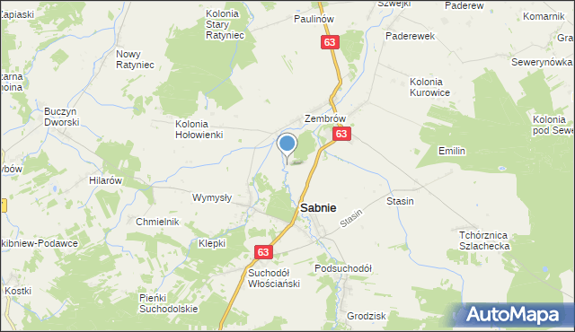 mapa Kolonia Sabnie, Kolonia Sabnie na mapie Targeo